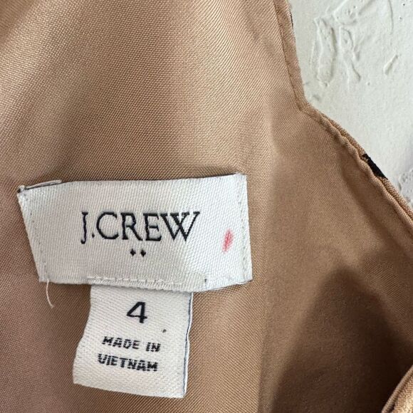 J. Crew Tan and Black Animal Print Silky Scalloped Camisole Size 4 - Picture 4 of 13